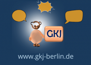 gkj-Bärchen als Sprachheld mit Sprechblasen